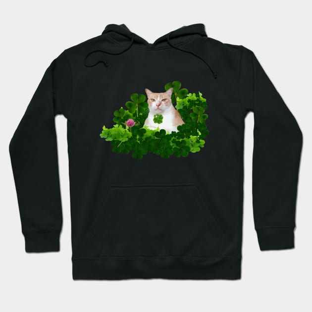 You Are My Lucky Charm (Kitty Holding 4 Leaf Clover) Hoodie by leBoosh-Designs